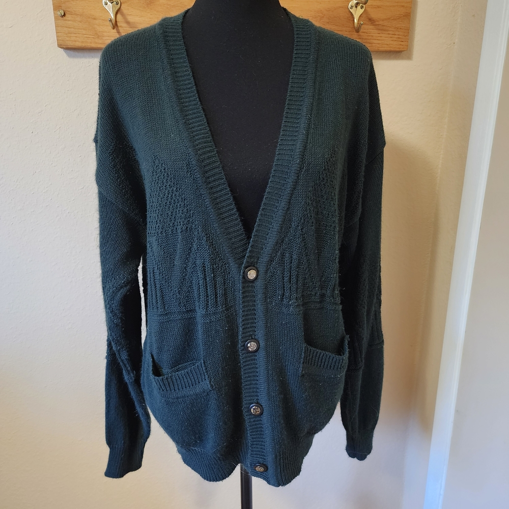 Vintage Chapel Hill Dark Hunter Green Cardigan Sweater
